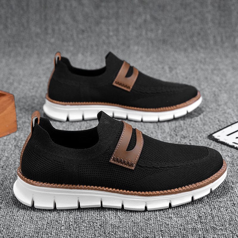 Men's Breathable Mesh Sneakers with Contrast Overlay and Cushioned Sole