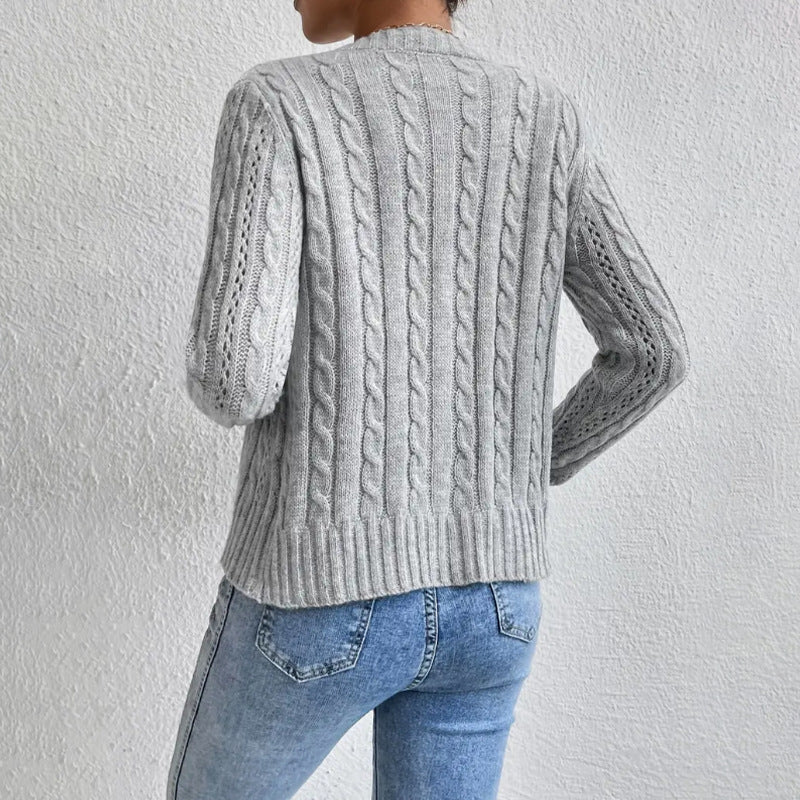 Women's Slim Fit Cable Knit Cardigan with Button Front Closure