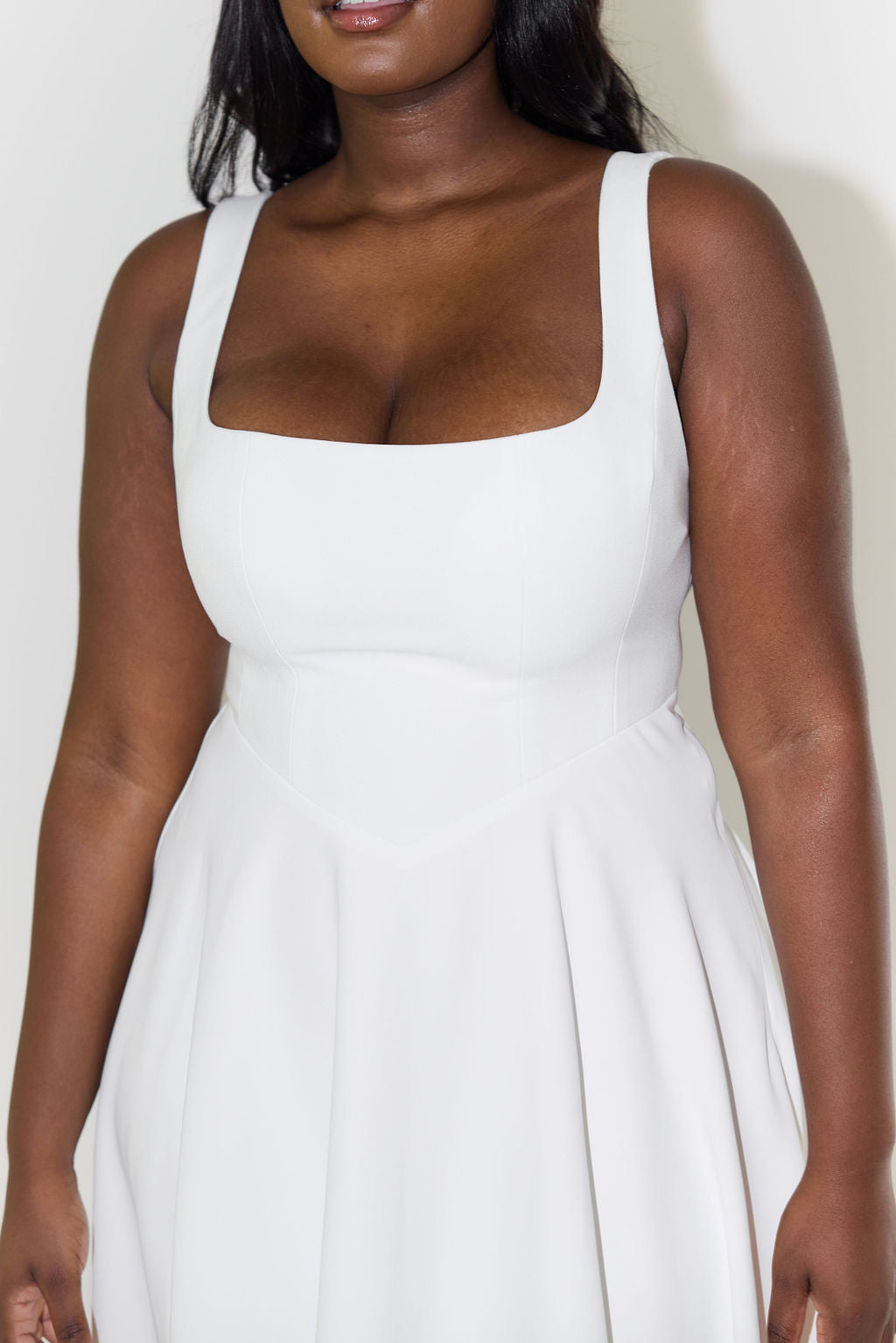 Women's Sleeveless Square Neck Midi Dress with A-Line Silhouette