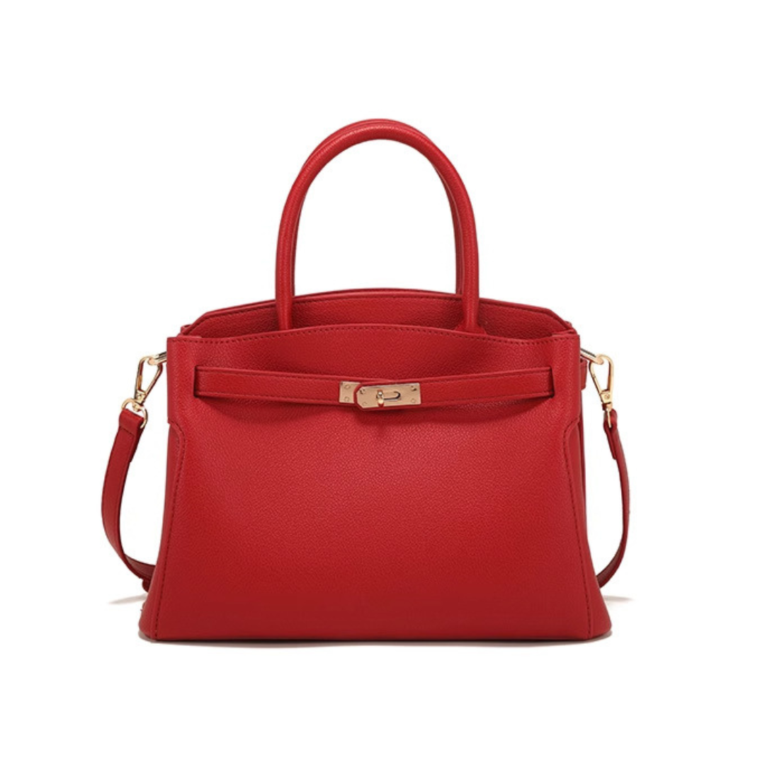 Women's Structured Crossbody Handbag with Top Handle and Clasp