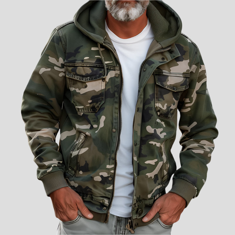 Men's cargo hooded jacket with zip