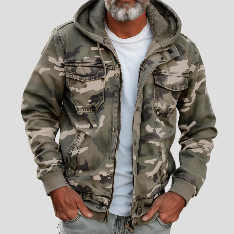 Men's cargo hooded jacket with zip