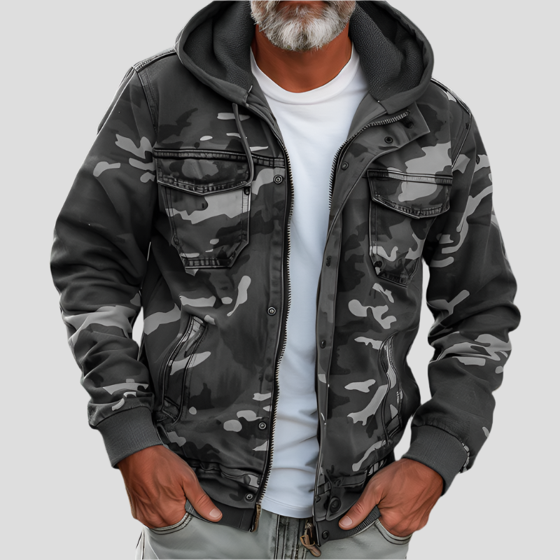 Men's cargo hooded jacket with zip