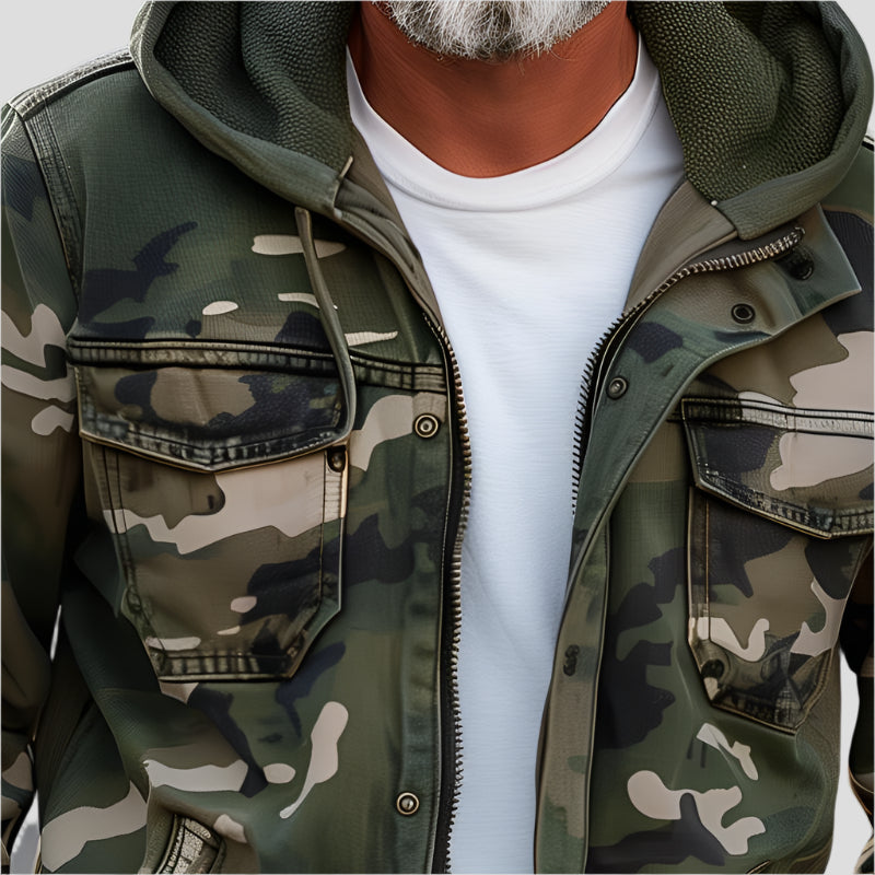 Men's cargo hooded jacket with zip