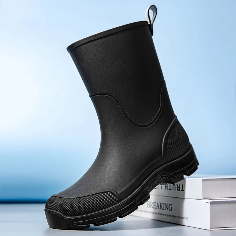 Women’s Waterproof Mid-Calf Boots with Non-Slip Outsole and Pull Tab