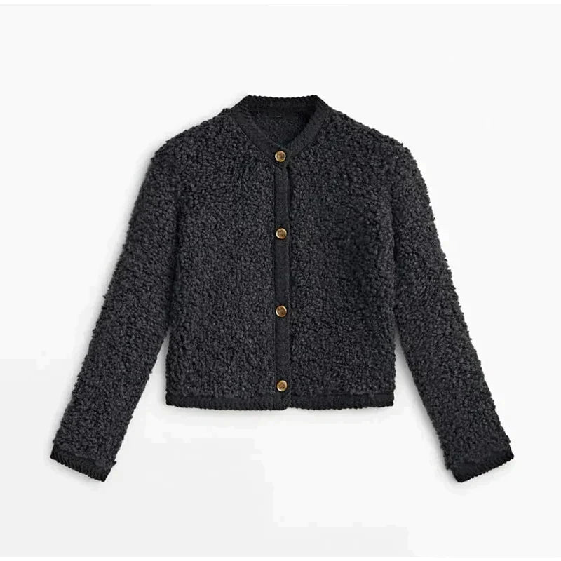 Women's Casual Button Front Teddy Fleece Jacket with Soft Texture