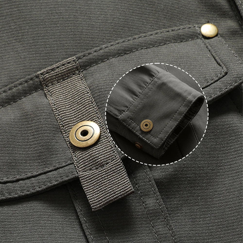 Men’s Western Overshirt Jacket with Plaid Lining and Flap Pockets