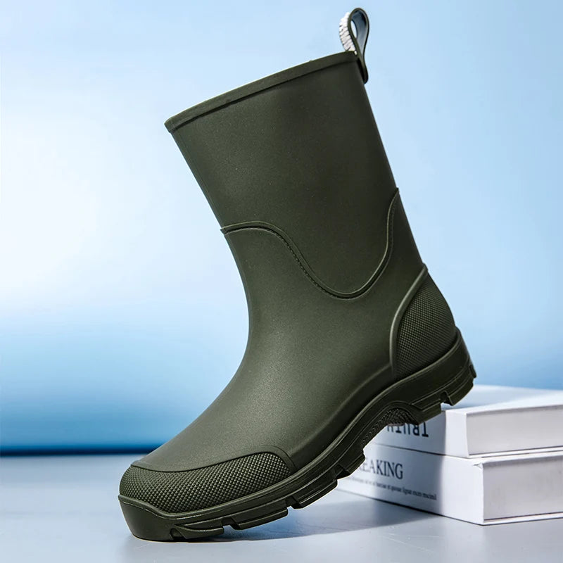 Women’s Waterproof Mid-Calf Boots with Non-Slip Outsole and Pull Tab