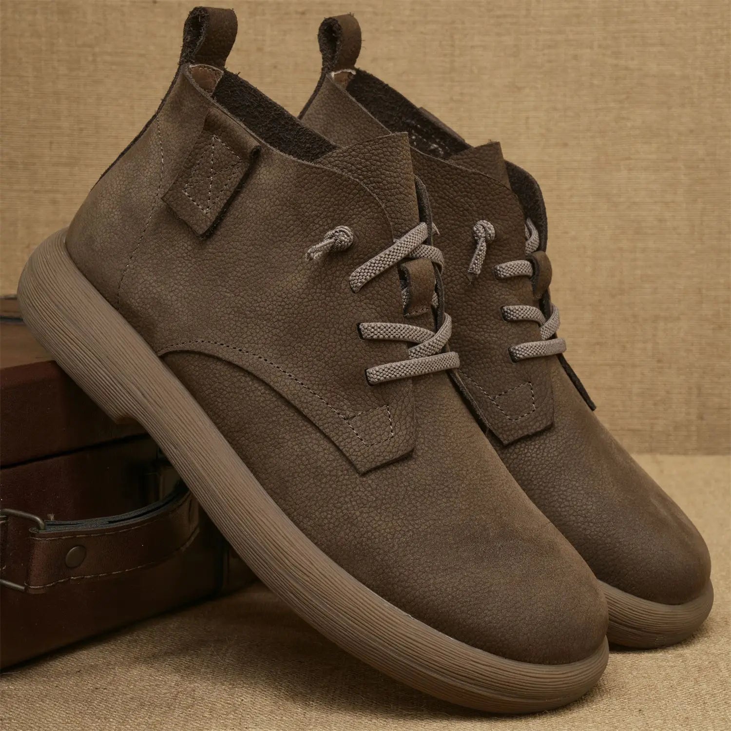 Men’s Ankle Soft Sole Vintage Lace-Up Short Workwear Boots