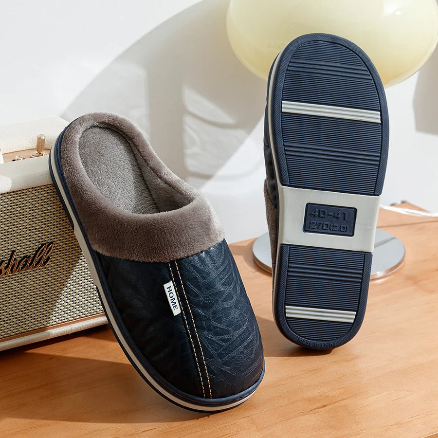 Men's Slip-On Indoor Slippers with Plush Lining and Durable Sole