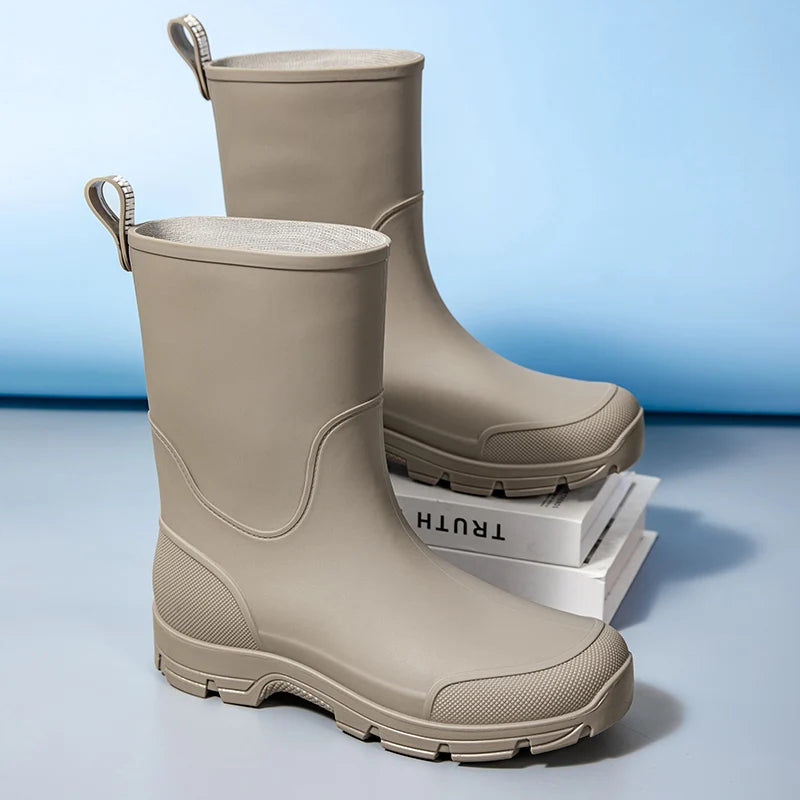 Women’s Waterproof Mid-Calf Boots with Non-Slip Outsole and Pull Tab