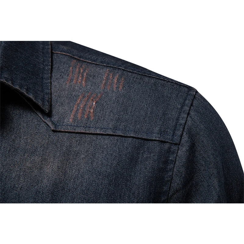 Men's Long-Sleeve Button-Front Shirt with Classic Chest Pocket