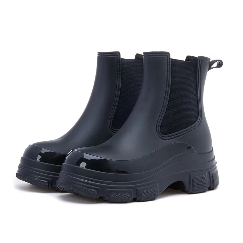 Women’s Waterproof Chelsea Boots with Slip-Resistant Chunky Outsole