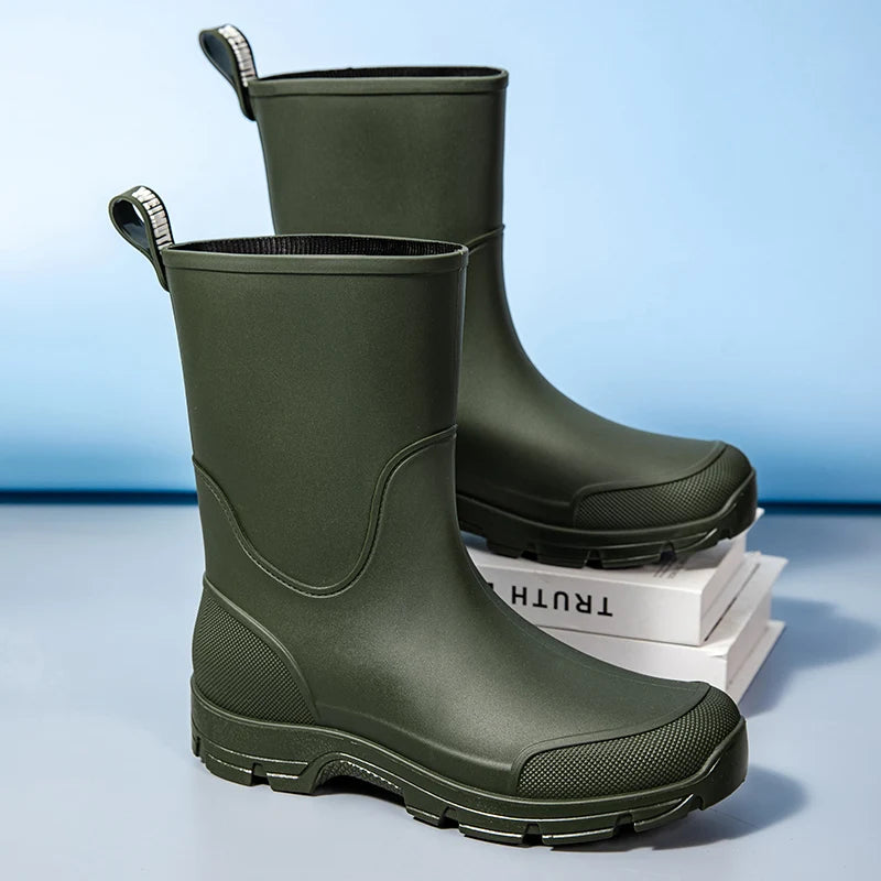 Women’s Waterproof Mid-Calf Boots with Non-Slip Outsole and Pull Tab