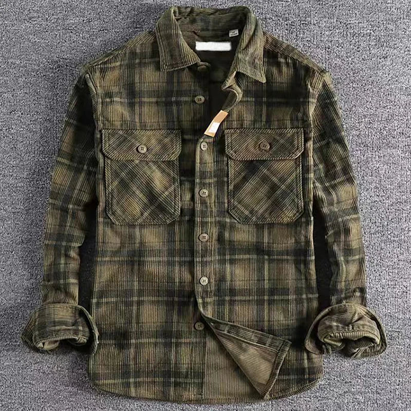 Men's Long-Sleeve Casual Shirt with Classic Button-Front Design