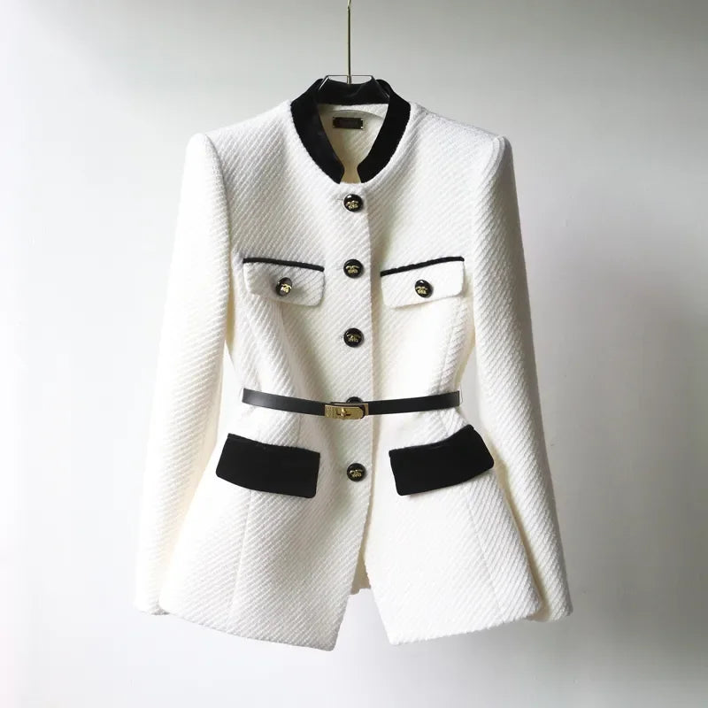 Women's wool coat with button closure