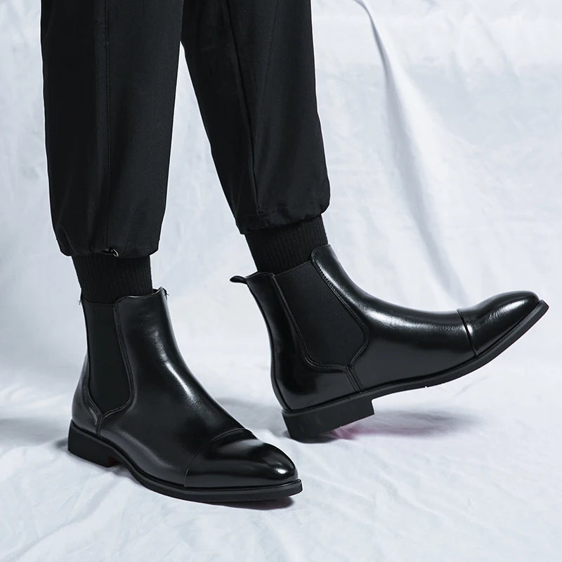 Men’s Chelsea Ankle Boots Sleek Fit Cap Toe Slip-On