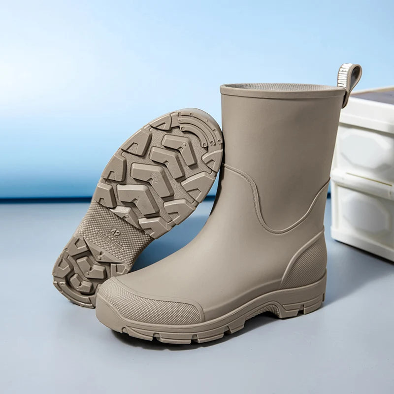 Women’s Waterproof Mid-Calf Boots with Non-Slip Outsole and Pull Tab