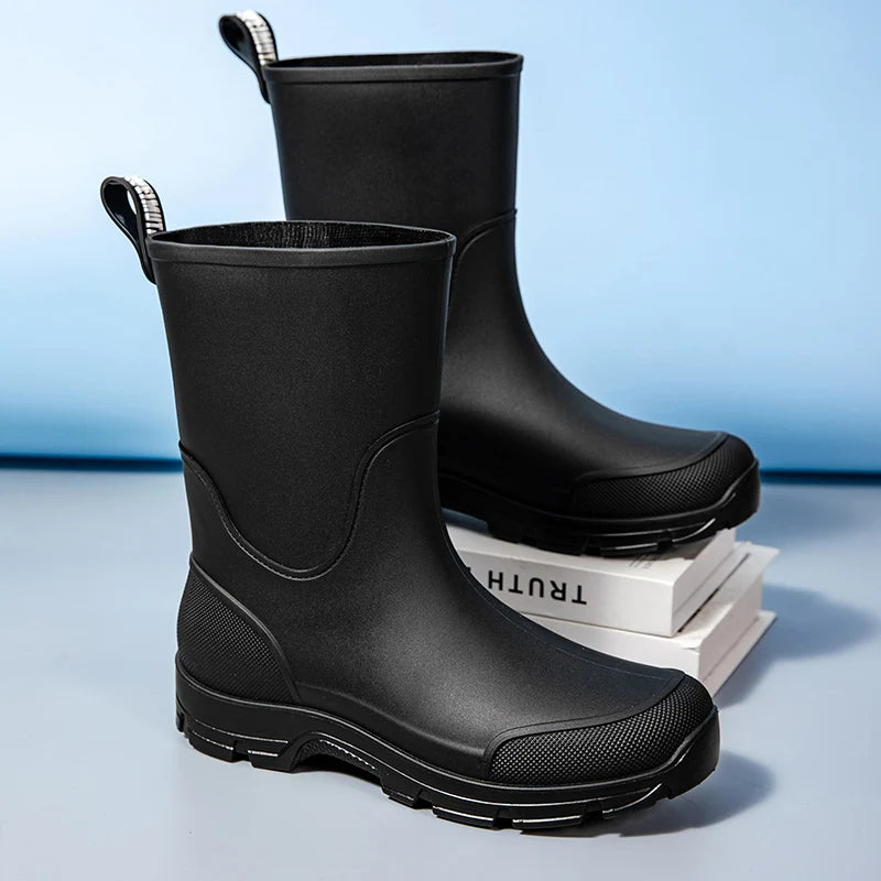 Women’s Waterproof Mid-Calf Boots with Non-Slip Outsole and Pull Tab