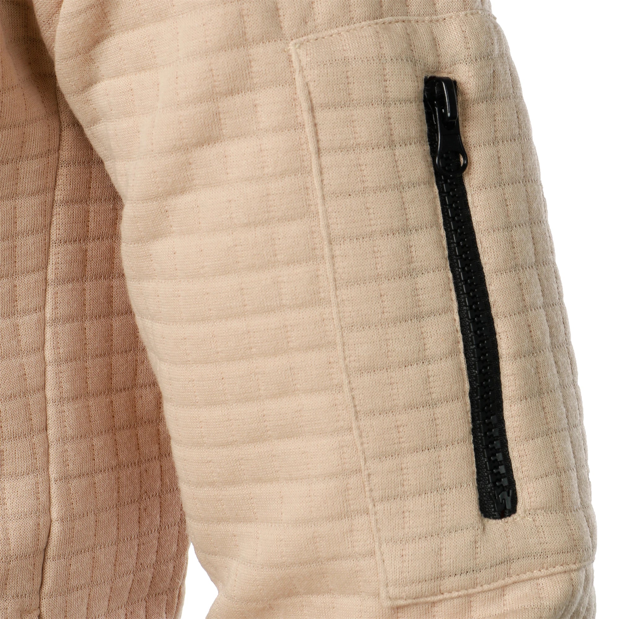 Men's Zip-Up Stand Collar Cardigan Jacket with Quilted Texture