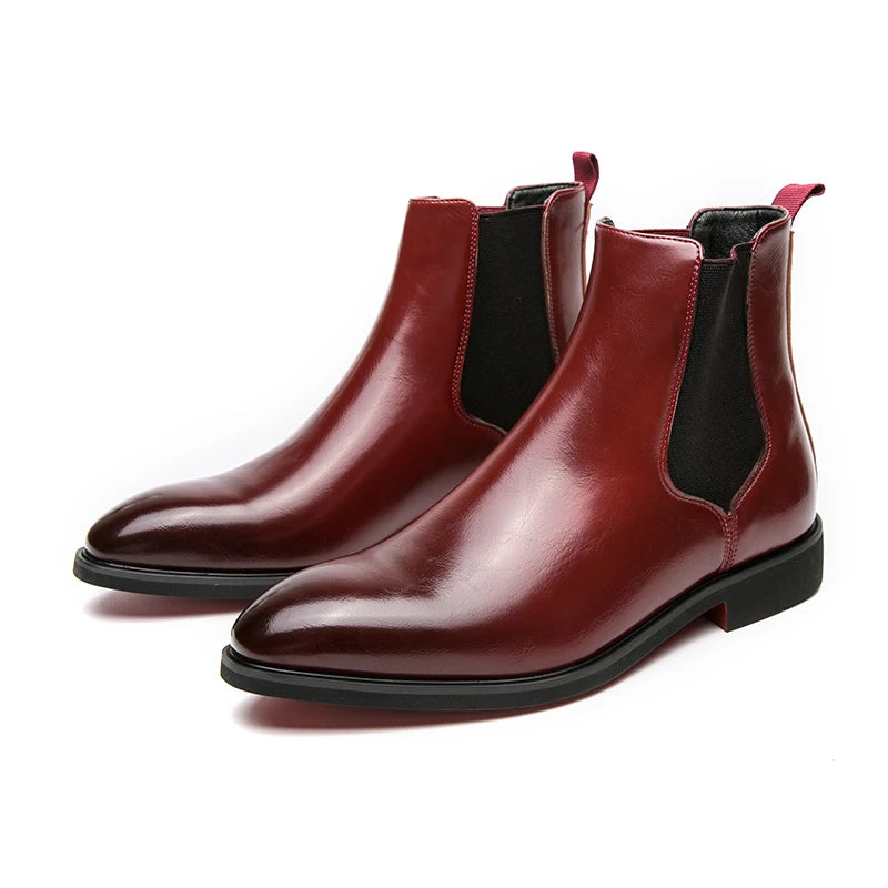 Men’s Chelsea Slip-On Ankle Boots with Red Sole Classic Design