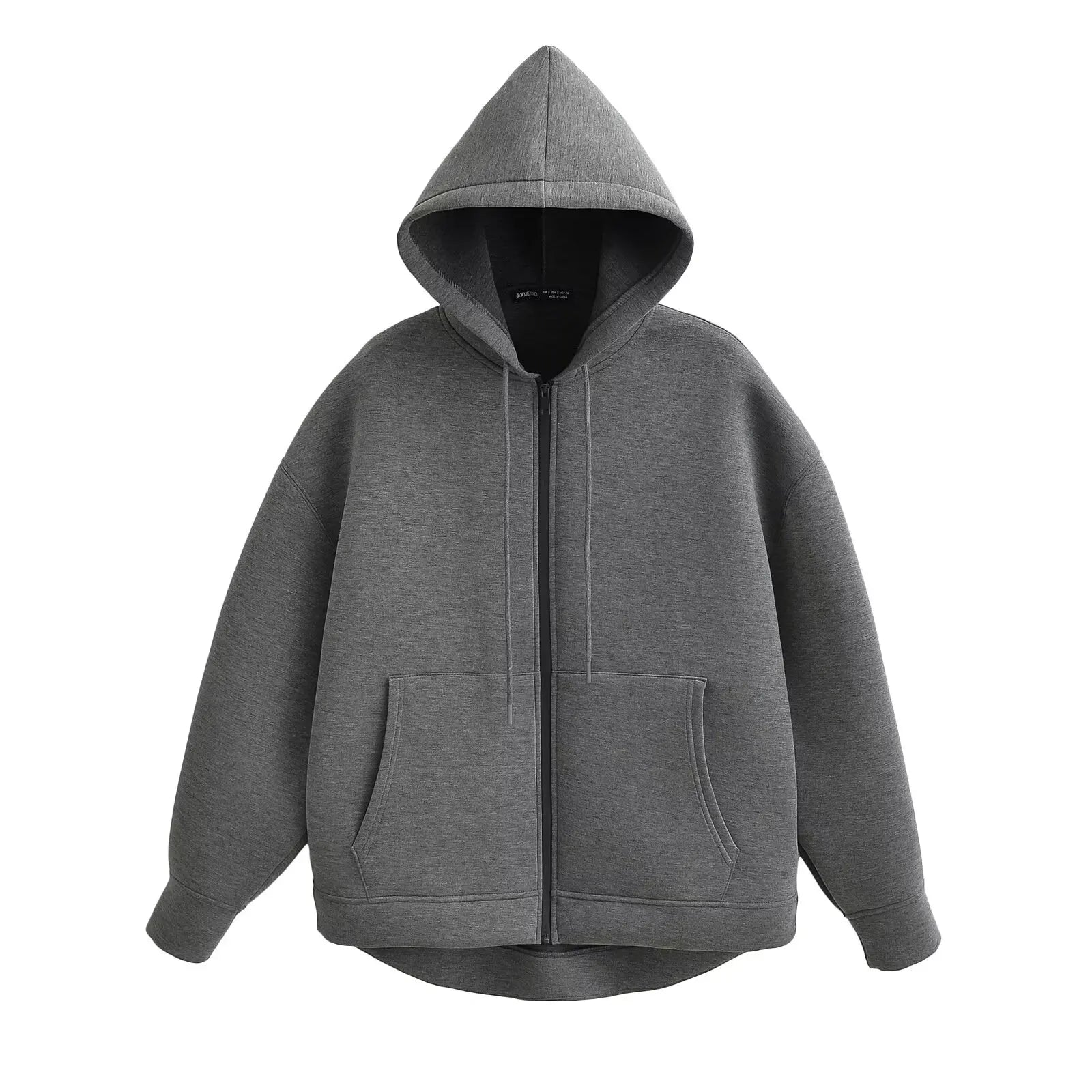 Women's Oversized Zip-Up Hoodie with Drawstring Hood and Pockets