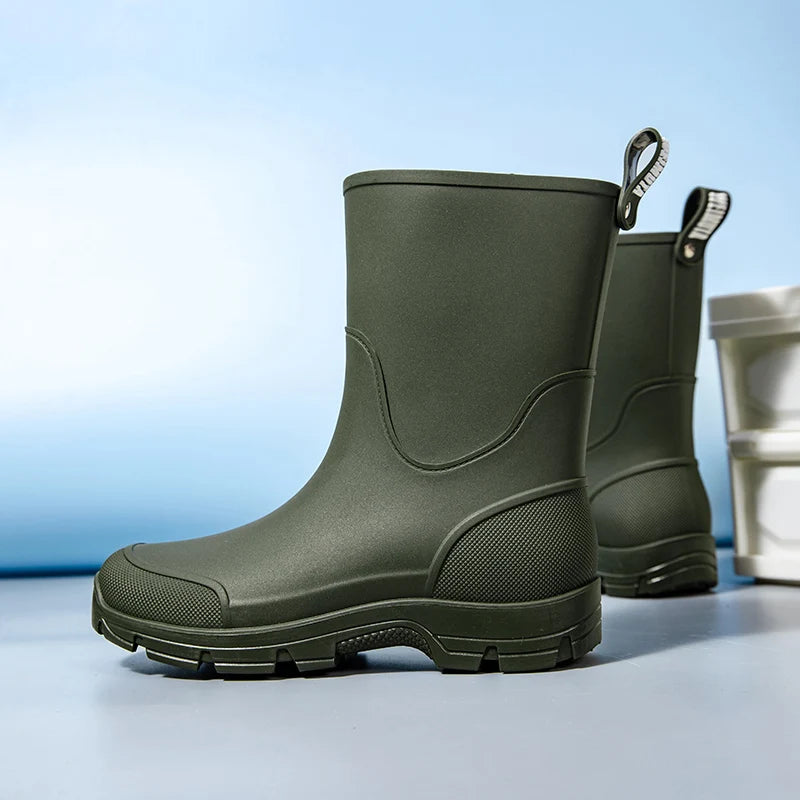 Women’s Waterproof Mid-Calf Boots with Non-Slip Outsole and Pull Tab
