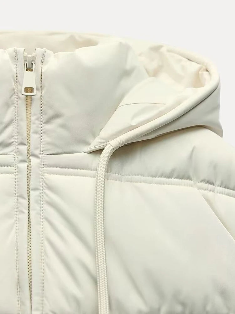 Women's Casual Hooded Puffer Jacket with Quilted Insulation
