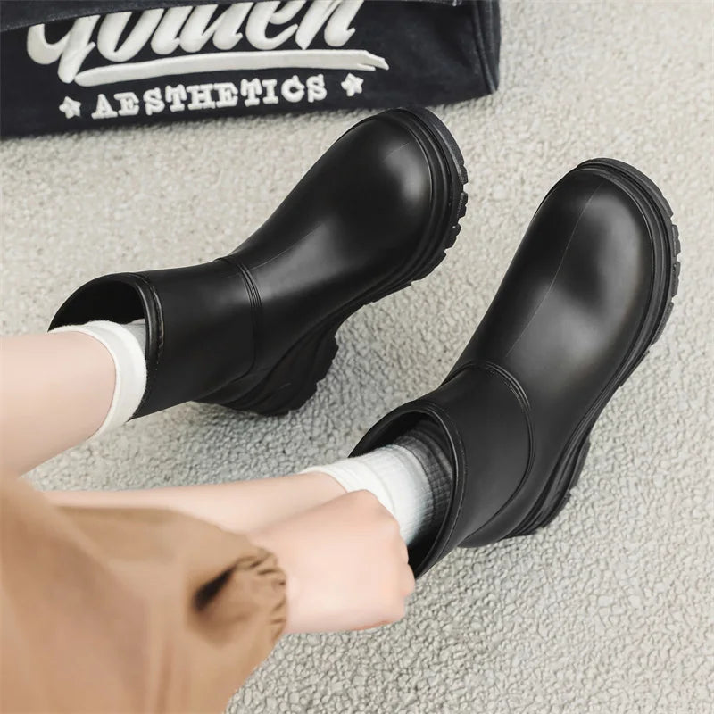 Women’s Waterproof Mid-Calf Boots with Slip-Resistant Thick Outsole