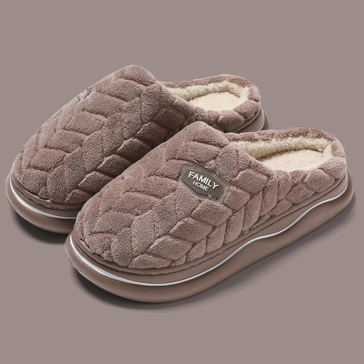 Women's Quilted Indoor Slippers with Thick Sole and Warm Plush Lining