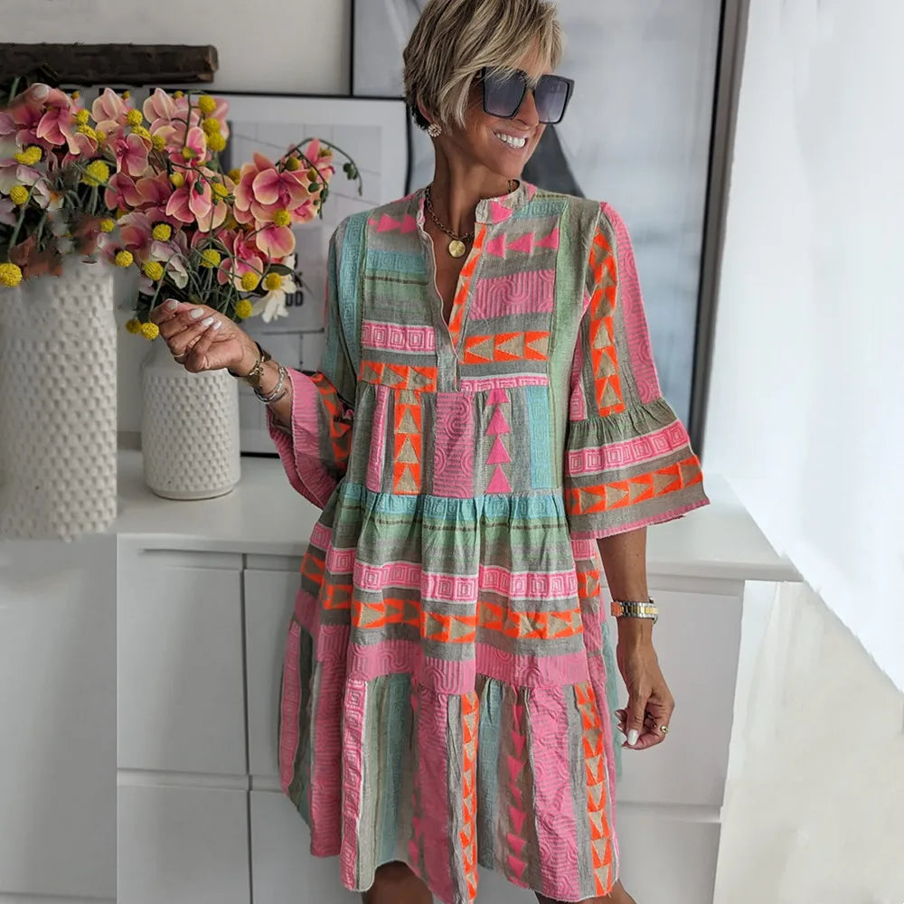 Women's boho dress with a loose fit