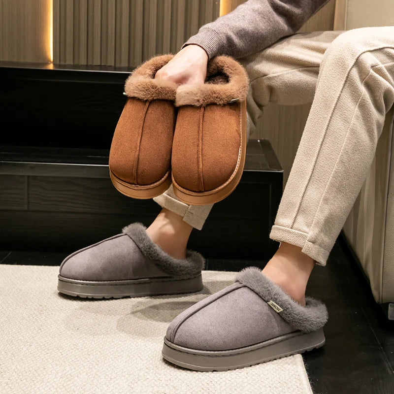 Women's Indoor Plush Slippers with Warm Lining and Non-Slip Sole