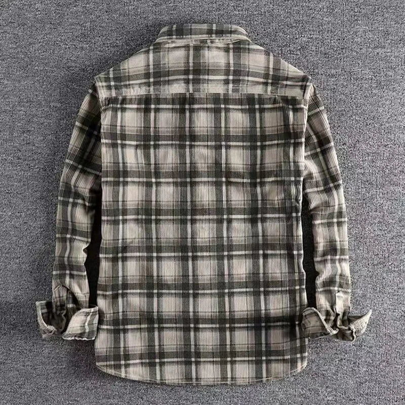 Men's Long-Sleeve Casual Shirt with Classic Button-Front Design