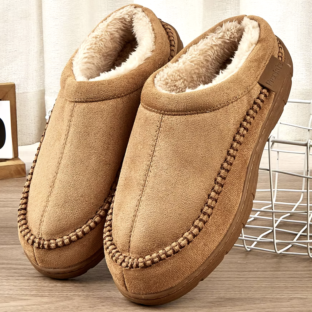 Men's Indoor Memory Foam Slippers with Warm Lining and Non-Slip Sole