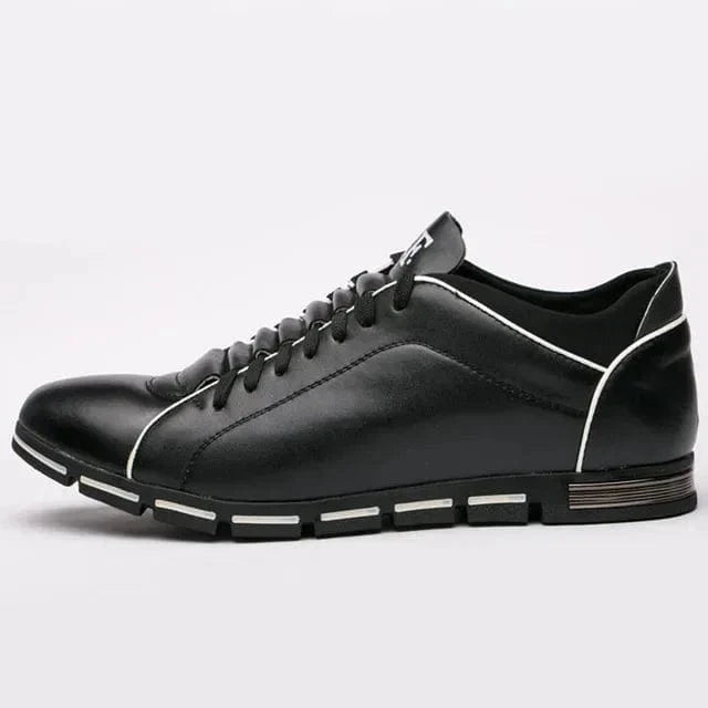 Men's Casual Lace-Up Sneakers with Contrast Stitch Sole Design