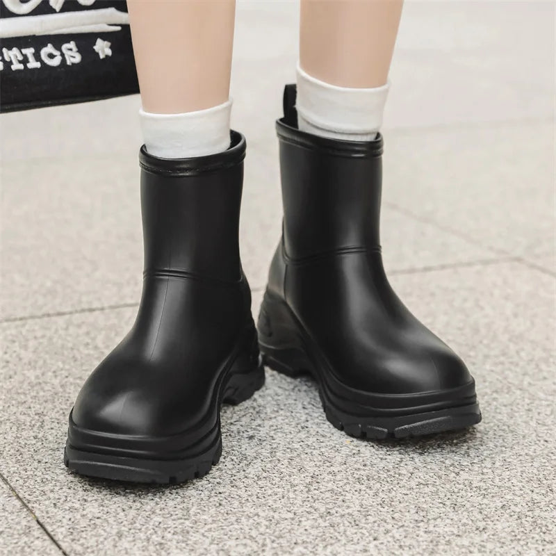 Women’s Waterproof Mid-Calf Boots with Slip-Resistant Thick Outsole