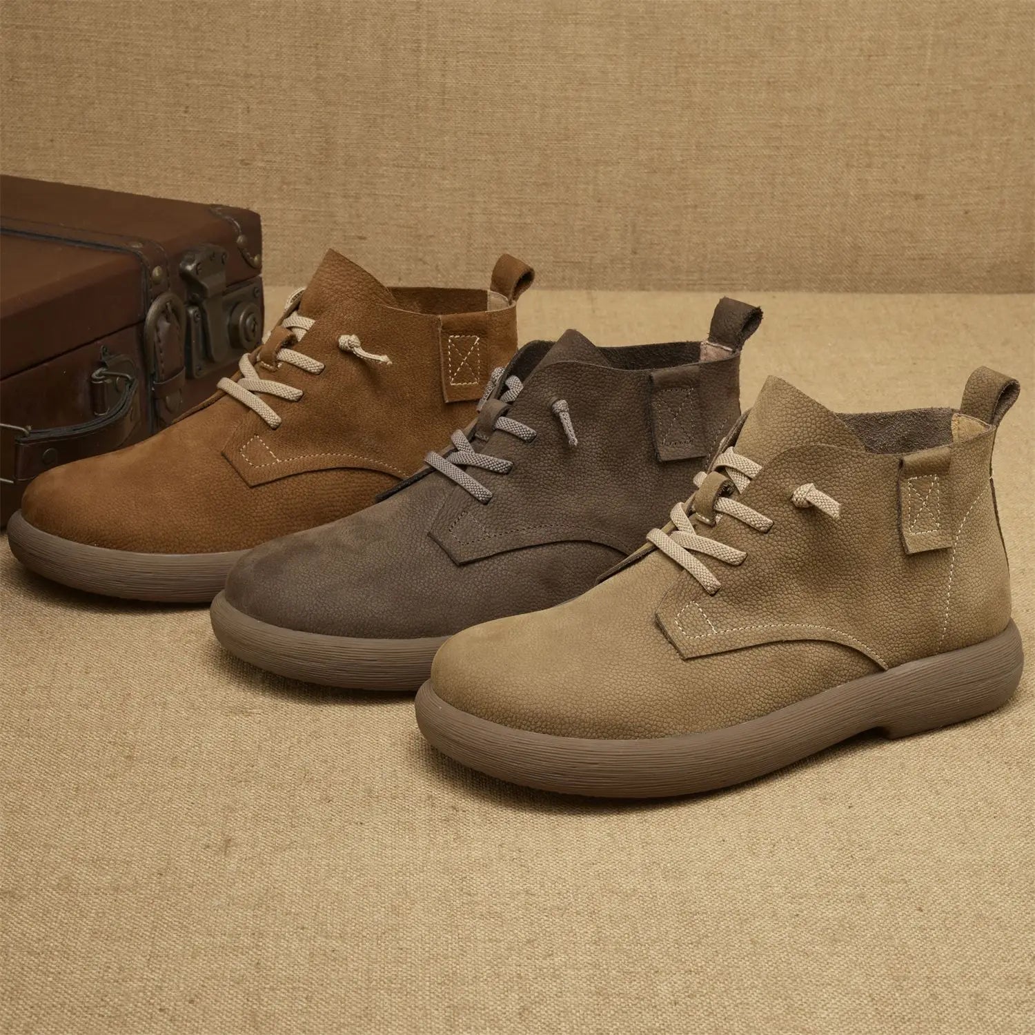 Men’s Ankle Soft Sole Vintage Lace-Up Short Workwear Boots