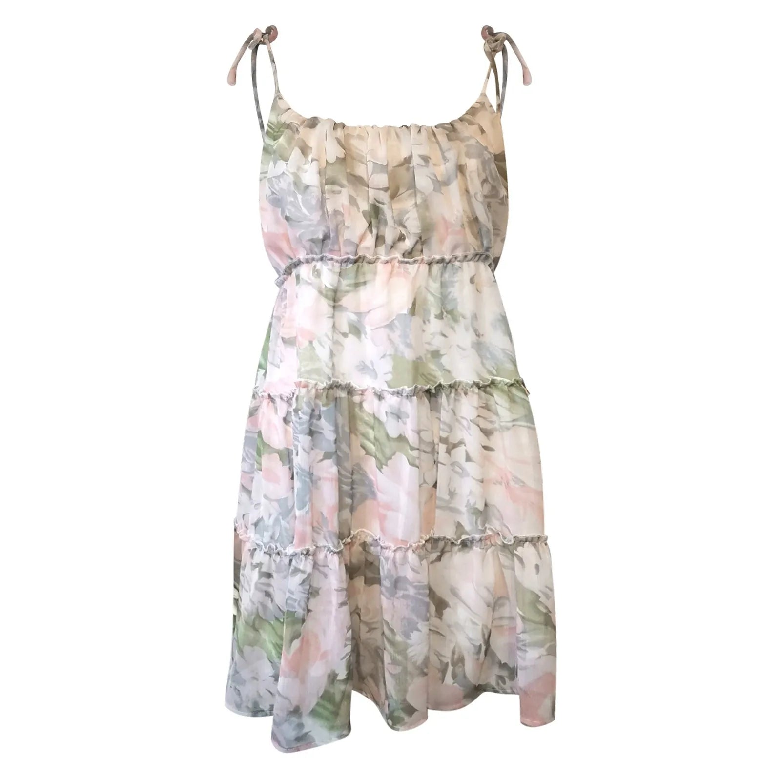 Women’s Floral Spaghetti Strap Mini Dress with Short Hem