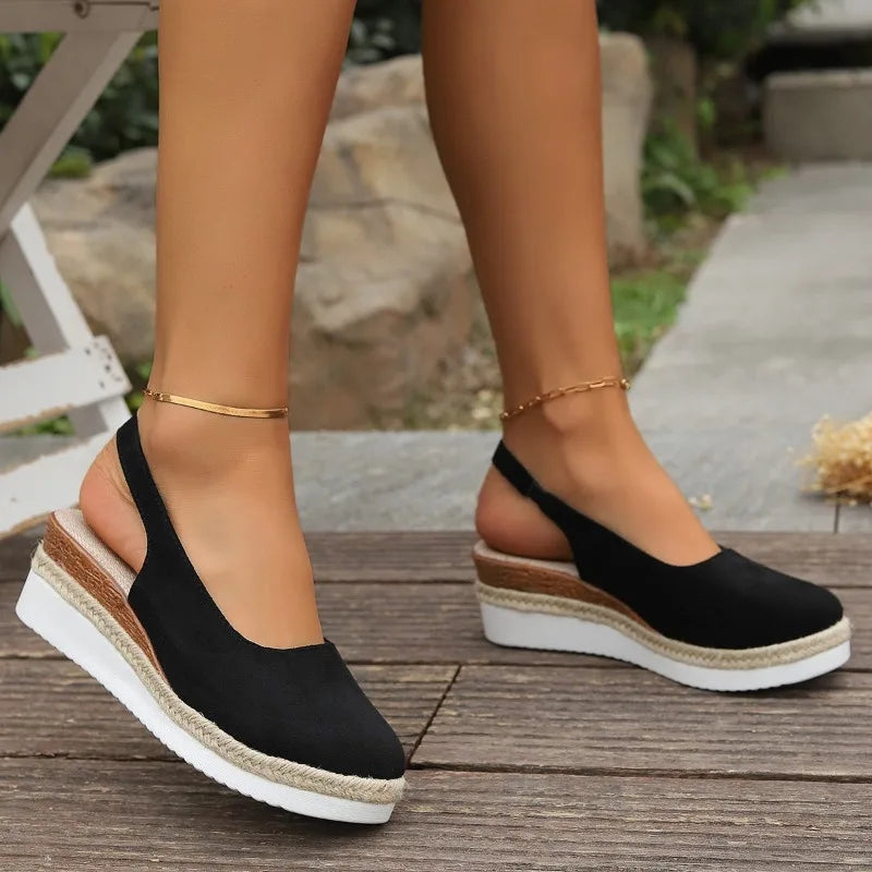 Women's Slingback Platform Shoes with Cushioned Wedge Sole