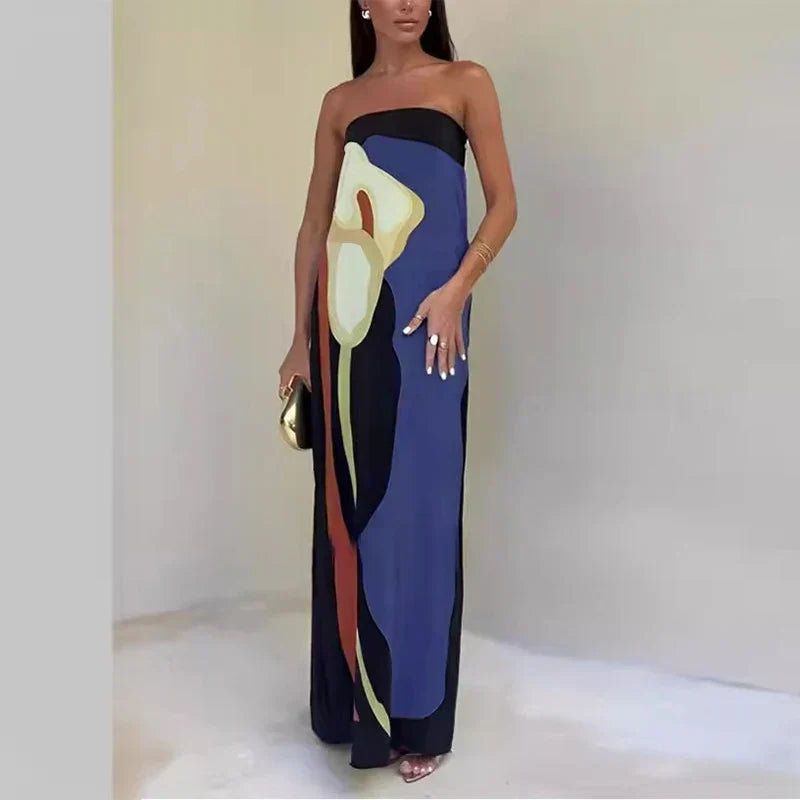 Women's Boho off-the-shoulder maxi dress