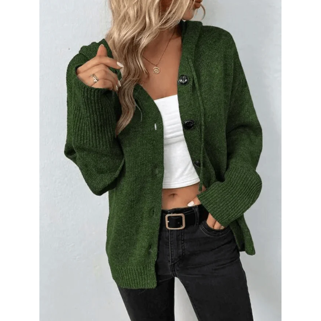 Women's Cozy Button-Up Knit Cardigan with Relaxed Fit