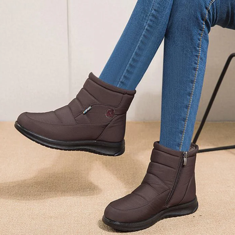 Women’s Quilted Winter Ankle Boots with Fur Lining and Non-Slip Sole