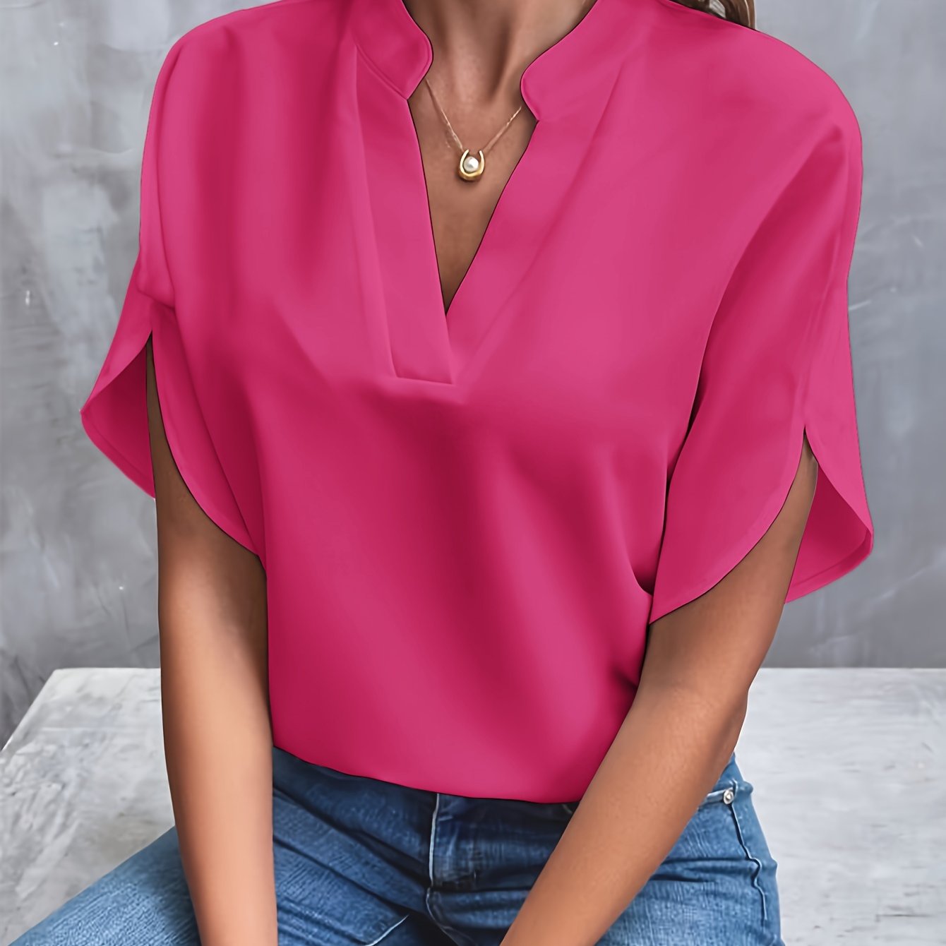 Women's Elegant Blouse With V-Neck