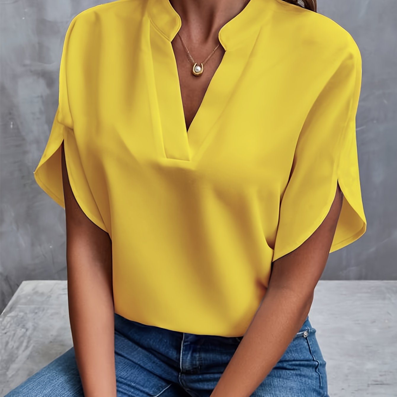 Women's Elegant Blouse With V-Neck