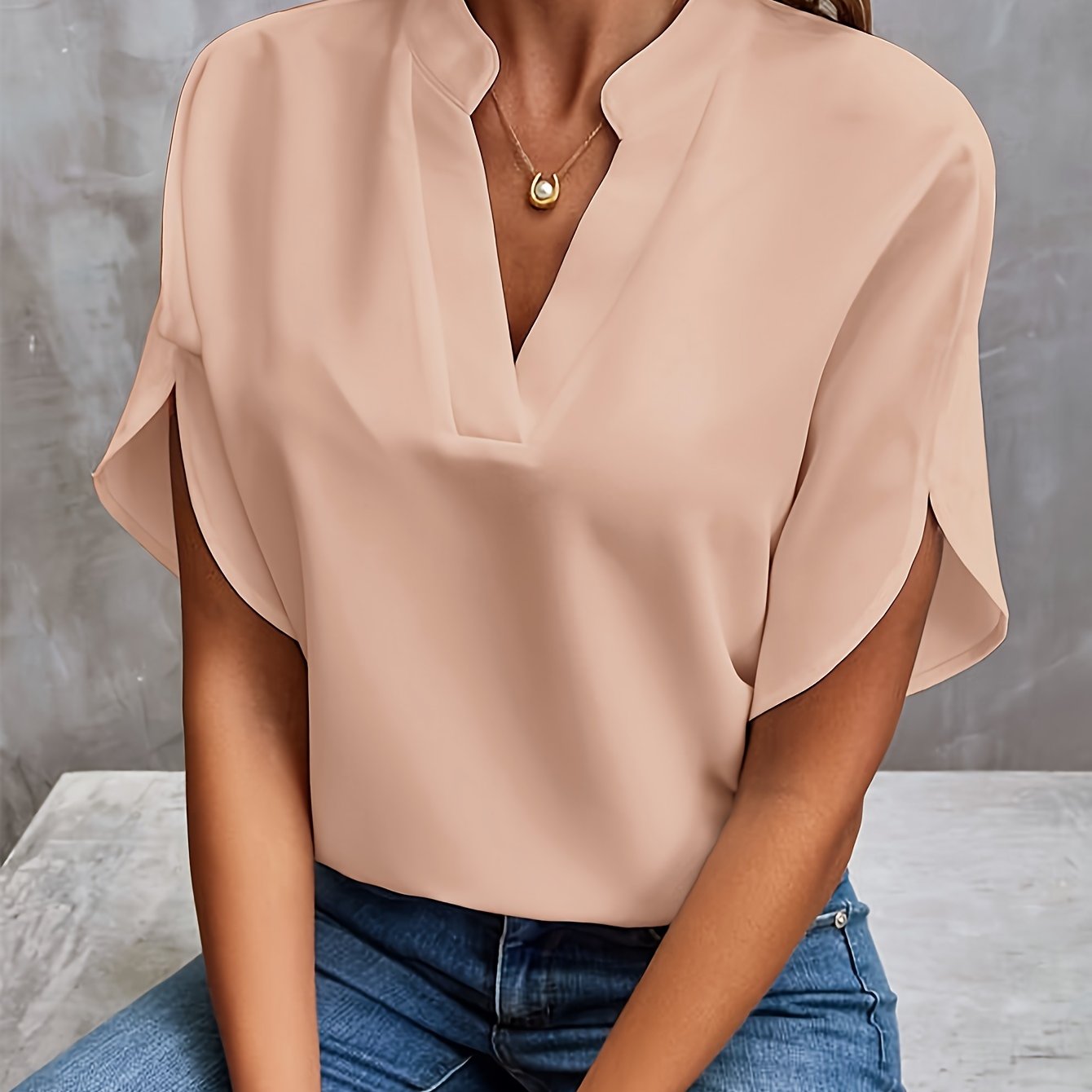 Women's Elegant Blouse With V-Neck