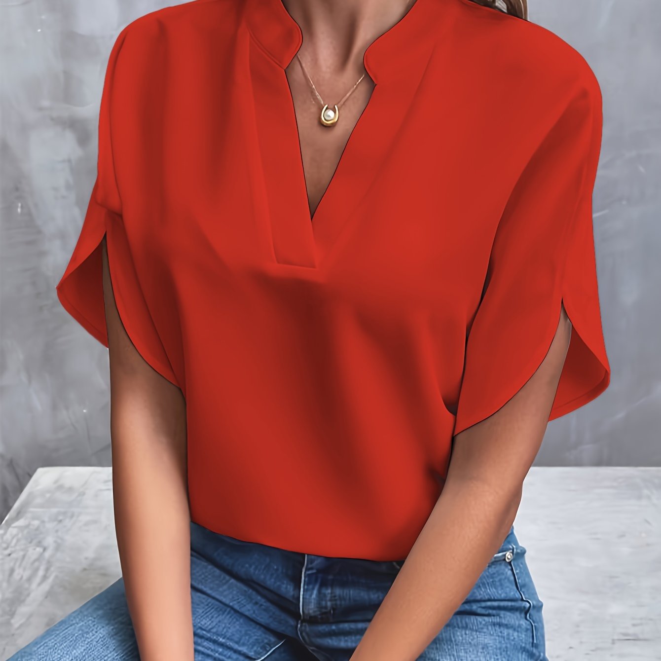 Women's Elegant Blouse With V-Neck