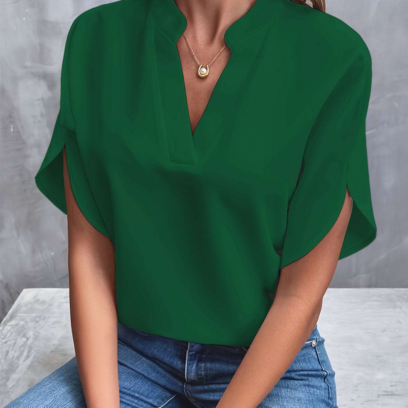 Women's Elegant Blouse With V-Neck