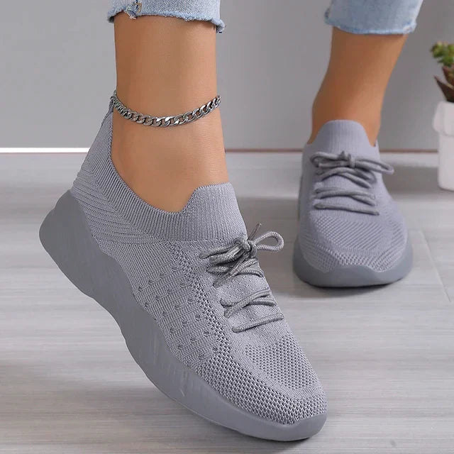 Women's Casual Slip-On Sneakers with Cushioned Sole and Laces