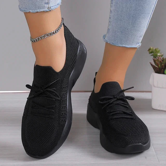 Women's Casual Slip-On Sneakers with Cushioned Sole and Laces