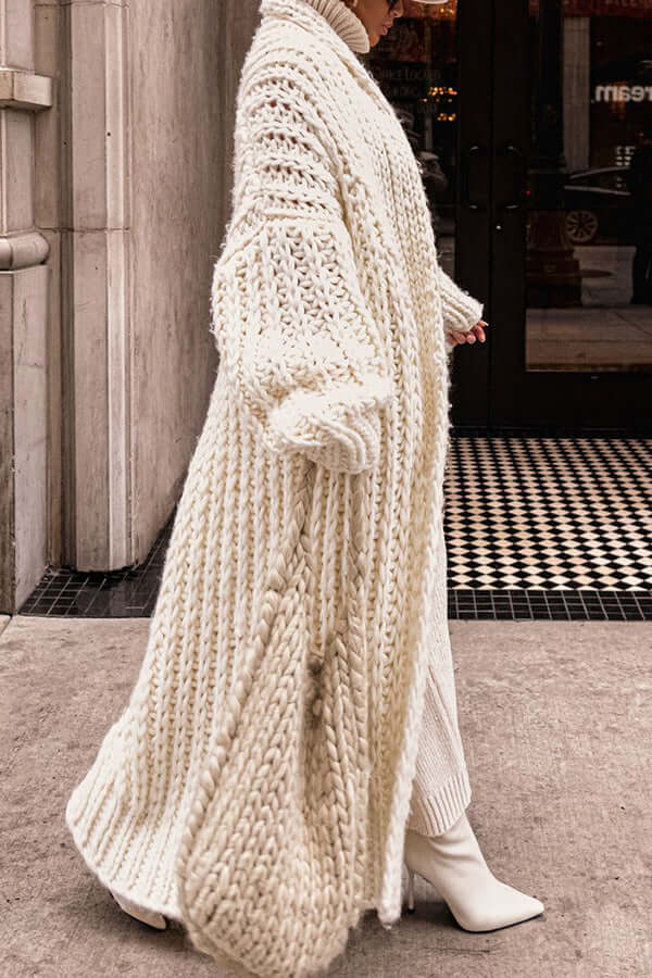 Women's Long Chunky Knit Cardigan with Oversized Cozy Fit